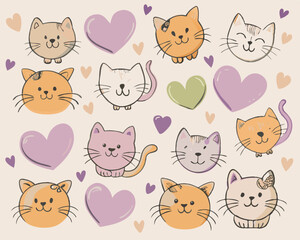 seamless pattern of cute cats v5