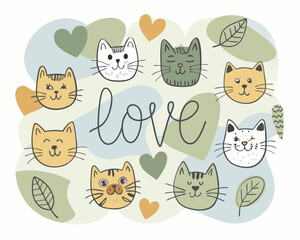 seamless pattern of cute cats v6
