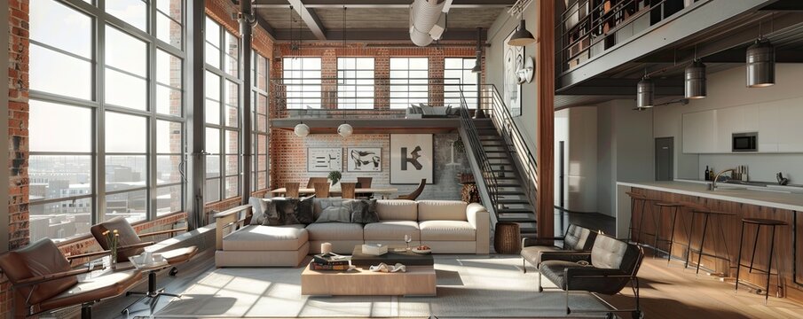 Stylish loft with high-end finishes.