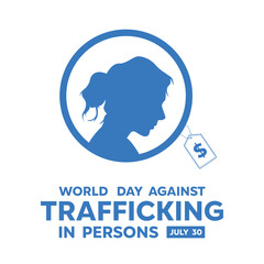 World Day Against Trafficking in Persons. Women and price tag. perfect for cards, banners, posters, social media and more. White background.