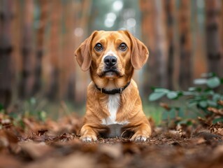 The Unwavering Loyalty of a Faithful Hound A Beagle's Gaze in the Forest, A Picture of Unconditional Love and Adventure