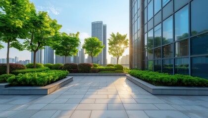 Urban Oasis A Serene Rooftop Garden with City Skyline Views, Embracing Youthful Energy and Vibrant City Life