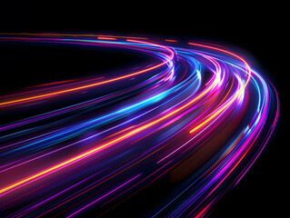 Close up of network data flowing on black background.