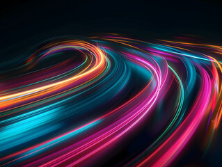 Close up of network data flowing on black background.