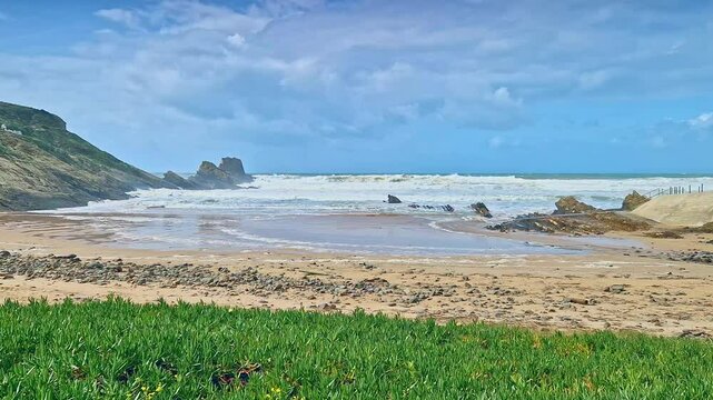 Beautiful beach in Alentejo. Zambujeira beach in Zambujeira do mar, Alentejo in Portugal.