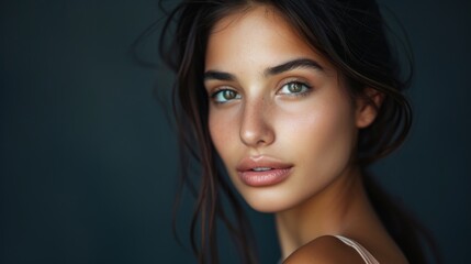 Professional studio shot of a young beautiful woman, with soft lighting and a clean background