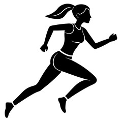 Silhouette of a running women