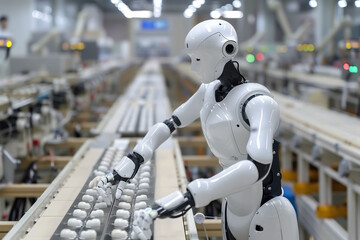 Robot Workers In Factory