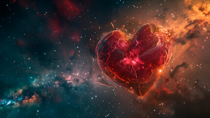 heart, broken heart, flight, space, universe, love, hate, separation, fragments of the heart,