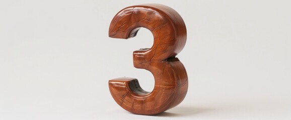 Fototapeta premium Isolated shot of a three-dimensional brown leather number 3 on a white background, perfect for stylish and modern designs