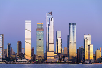 Midtown Manhattan and Hudson Yards skyscrapers panorama at dusk, New York. High quality photo