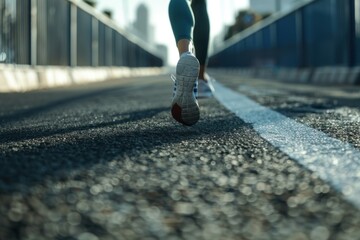 Fototapeta premium person running on the road from low angle view