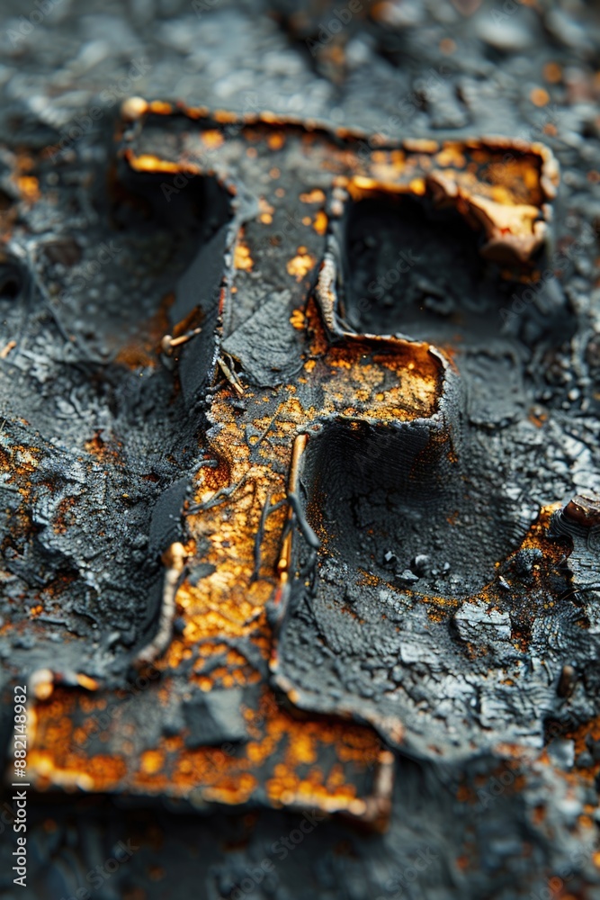 Poster close up shot of a rusty metal surface with textured and worn appearance