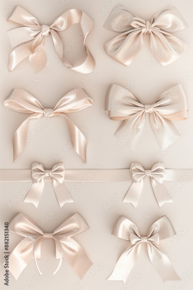 Poster A collection of six unique bows arranged on a plain white surface, ideal for use in graphic design or as a decorative element