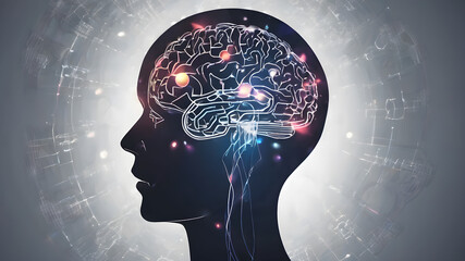 Creative concept of human brain. Abstract brain concept  Creative brain concept background, Concept of Thinking. AI generated image