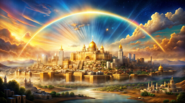 Illustration of the Bride of Jesus Christ the New Jerusalem the Heavenly Canaan the New Earth Gods promise to his people