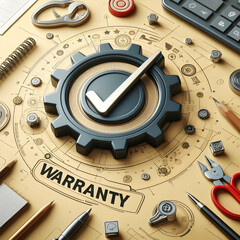 Photo Realistic Warranty Icon and Credibility Badge with Copy Space for Text in Photo Stock Concept