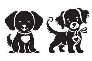 Black vector silhouette dog on a white background.