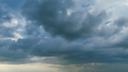 Precipitation storm front. Beautiful rainy dark storm clouds. Heavy rain is coming. Timelapse.