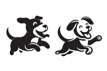 Black vector silhouette dog on a white background.