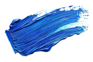 Vibrant blue Paintbrush Stroke, Brushstroke Texture, Paint Smear Isolated on White Backdrop