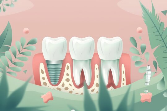 An illustration of dentistry implants highlights the revolutionary technology in dental care