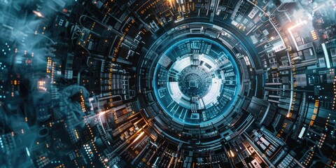 Fototapeta premium Futuristic Cityscape at Night