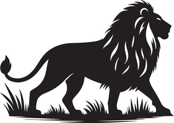 Lion Silhouette vector on White Background.