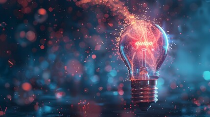 Glowing Light Bulb Bursting with Radiant Energy and Creativity