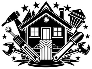 Obraz premium DIY and home improvement, set of tools for your design, tools icon set, set of icons for design, set of house icons