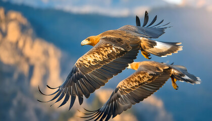 Fototapeta premium Close up a Eagles Flying in the sky, wildlife photography - nature, Generative AI.