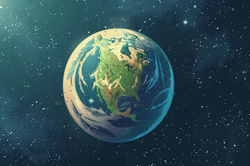 An illustration of a view of a planet in space, depicting the unknown and the wonders of the universe. Suitable for science fiction themes, astronomy-related content, and futuristic designs.