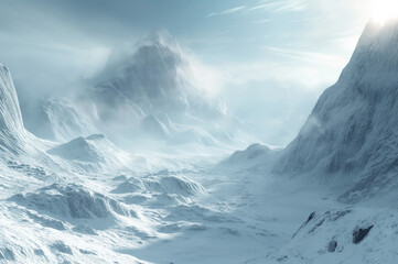 Obraz premium 氷河期により氷の世界となった地球