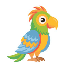 Cute parrot cartoon. Animal pet cartoon vector illustration.