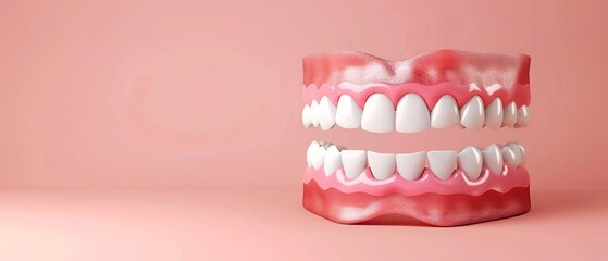 Obraz premium The teeth model in the display is used to educate patients about proper dental hygiene and the benefits of regular dentist visits for optimal health Sharpen banner template with co