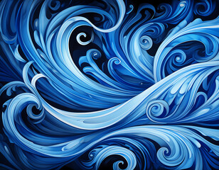 Fototapeta premium Blue Swirl Postals- A set of dynamic blue swirl designs, isolated on a transparent back_1(44)