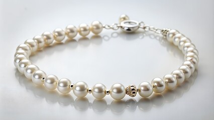 Obraz premium Elegant and lustrous pearls bracelet with a gold crownshaped bead