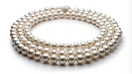 Elegant circle of lustrous pearls on a glossy surface