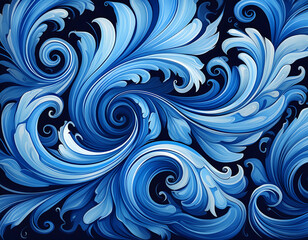 Obraz premium Blue Swirl Postals- A set of dynamic blue swirl designs, isolated on a transparent backgrou_1(43)