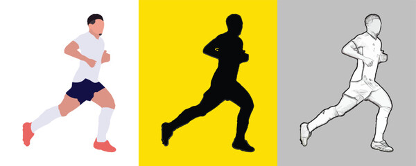 World famous football player running Vector Illustration Abstract Editable image
