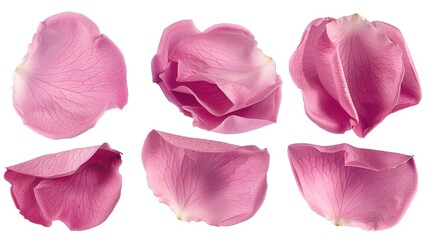 A detailed shot of delicate flower petals on a clean white background, suitable for use in editorial or commercial contexts