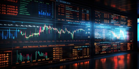 Panoramic abstract backdrop with stock market growth, abstract backdrop with stock market growthdown