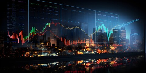 Panoramic abstract backdrop with stock market growth, abstract backdrop with stock market growthdown