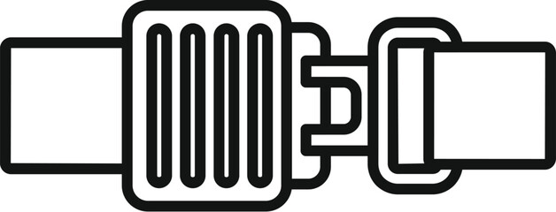 Line drawing of a buckle fastening a safety belt, emphasizing the importance of protection