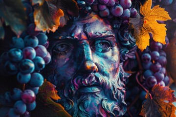 Dionysus with Festive Lighting in Vineyard

