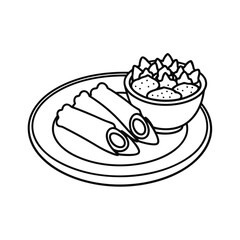 Mexican food coloring pages. Hand drawn illustration isolated on white background