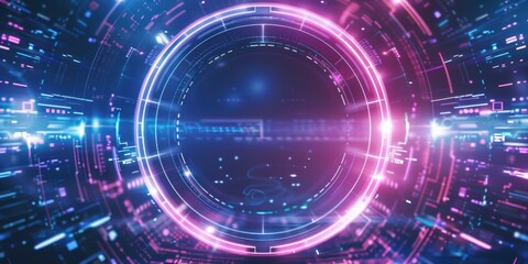 Fototapeta premium Futuristic Background with Bright Circle