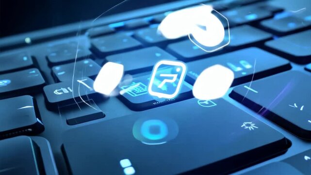 A close-up photo of a computer keyboard with buttons, perfect for illustrating business, communication, or office work