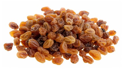Obraz premium A close-up image of a pile of raisins on a white surface, great for food or snack photography