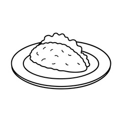 Mexican food coloring pages. Hand drawn illustration isolated on white background
